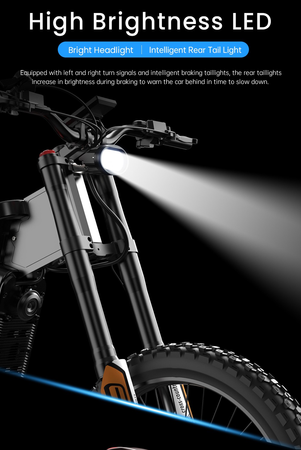 EKXBIKE X21 Max Electric Bike, 3000W motor, 60V 30AH batéria, 19*2 palcové MTB pneumatiky, max. rýchlosť 85 km/h, dojazd 90 km, hydraulické brzdy, hydraulický tlmič, Shimano 7 rýchlostí, LCD displej