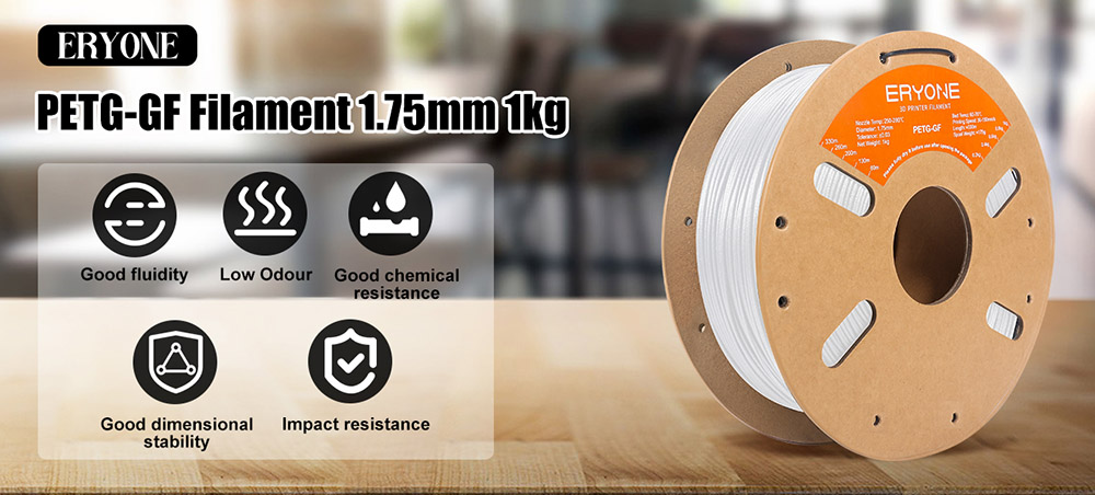 ERYONE Glass Fiber PETG Filament, 1kg - White