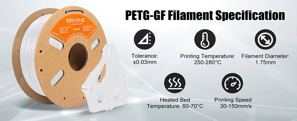 ERYONE Glass Fiber PETG Filament, 1kg - White