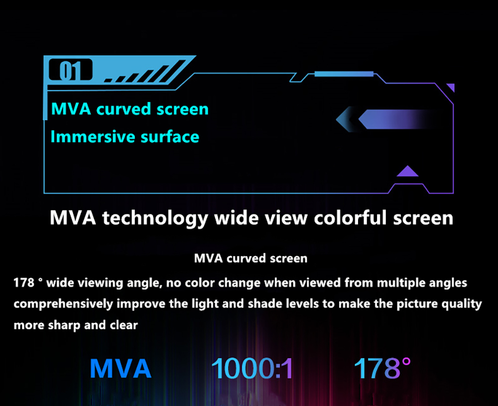 FYHXele FY24FMC-B Herný monitor, 24-palcová obrazovka VA 1080P FHD 16:9, obnovovacia frekvencia 75 Hz, panel 2800R MVA, doba odozvy 2 ms, 99 % sRGB, nastaviteľný náklon, čierny