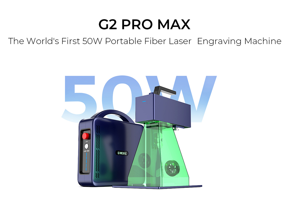 Gweike Cloud G2 MAX 50W laserový značkovací stroj, rýchlosť 15000mm/s, 0.001mm presnosť, 150mm*150mm, 5 mm hlboké gravírovanie, 90+ farieb gravírovania, GWEIKE Glaser/ LightBurn, podporuje rotačný valec