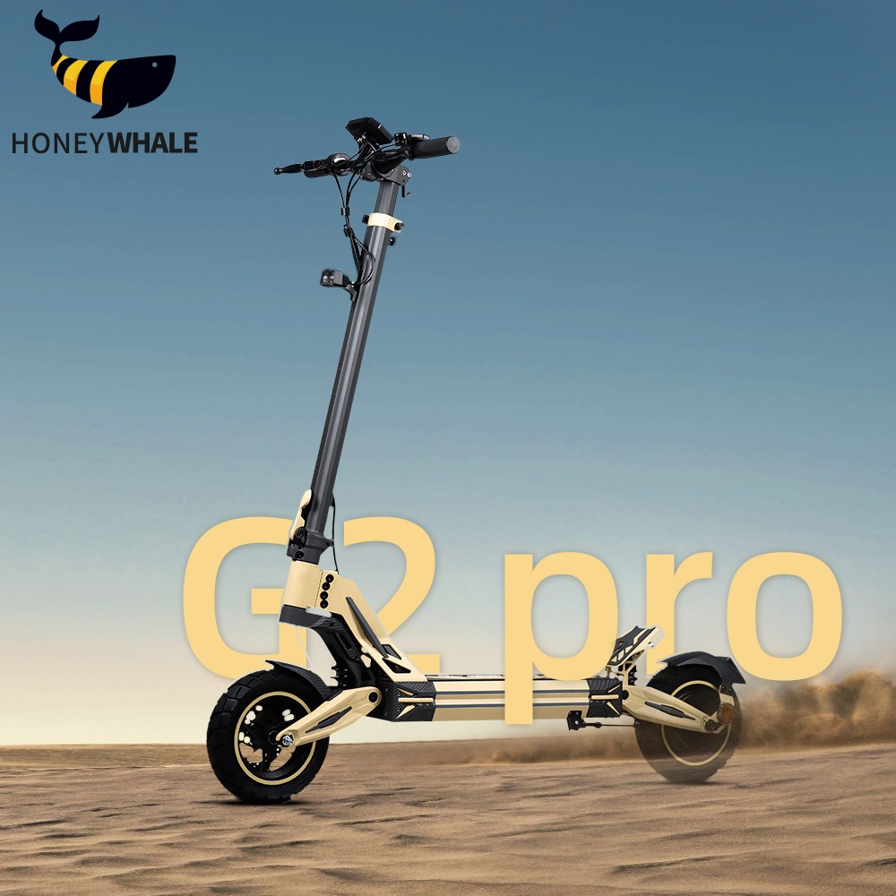 Elektrický skúter HONEYWHALE G2 Pro, 900W motor, 54.6V 16Ah batéria, max. rýchlosť 40km/h, dojazd 45km, kotúčová brzda, dvojité odpruženie tlmiace nárazy, LCD displej - žltá