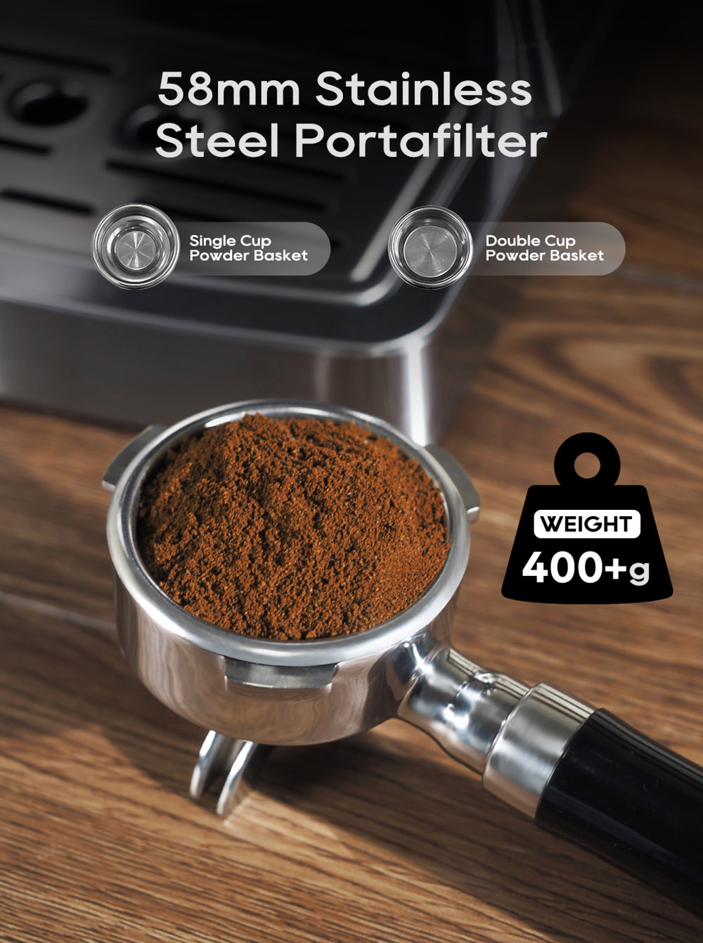 HiBREW H10A Machine &agrave; caf&eacute; expresso semi-automatique, pression de 20 bars, mousseur &agrave; lait, temp&eacute;rature r&eacute;glable, pichet de 350 ml - Noir adamantin