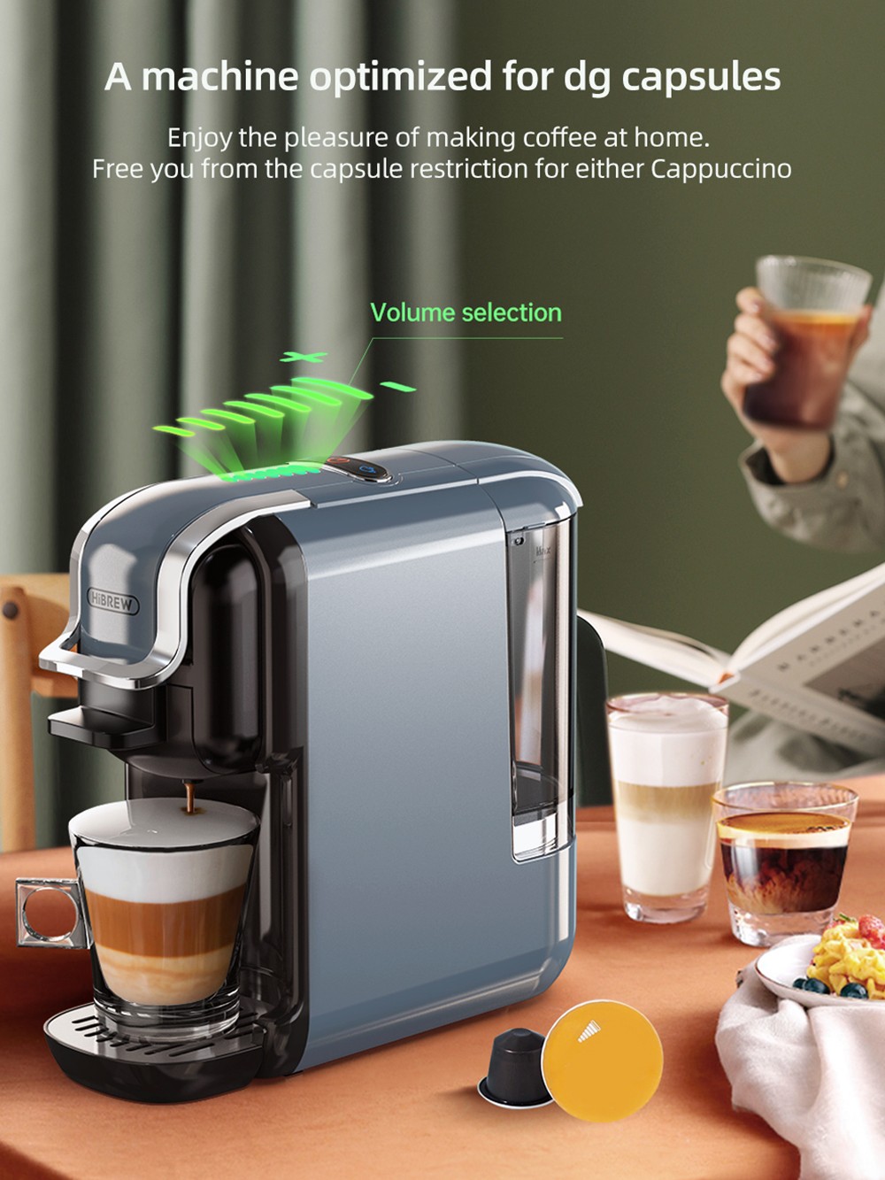 HiBREW H2B 5 in 1 Multi-Capsule Cold &; Hot Coffee Maker, Gray