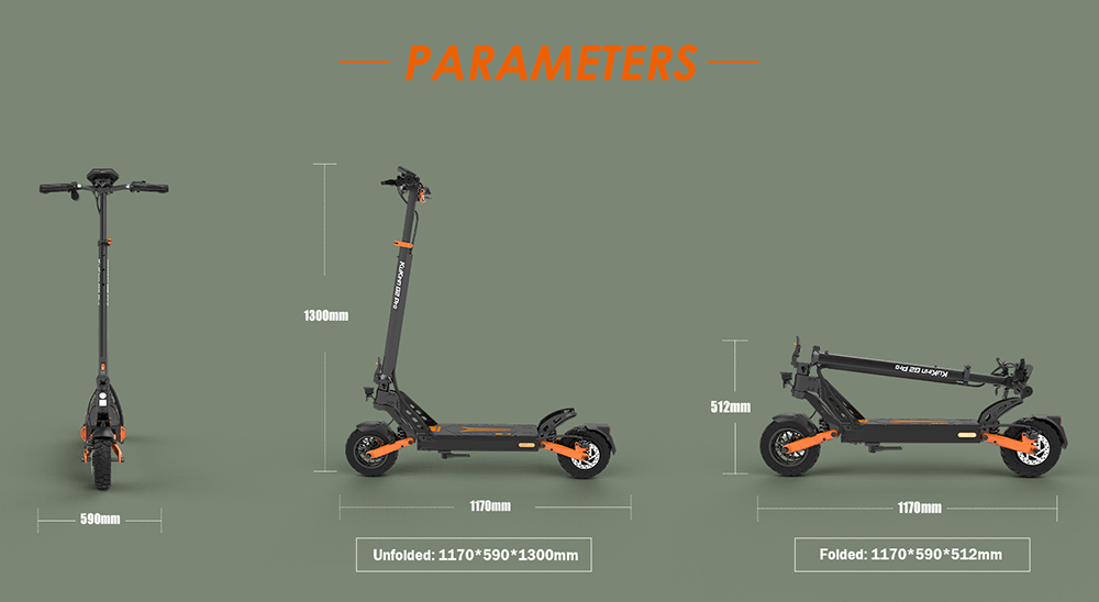 KuKirin G2 Pro (VMP) Electric Scooter, 500W Motor, 48V 15.6Ah batéria, 9-palcová vákuová pneumatika, max. rýchlosť 25 km/h, dojazd 65 km, predné a zadné kotúčové brzdy, odpružená tlmiaca funkcia