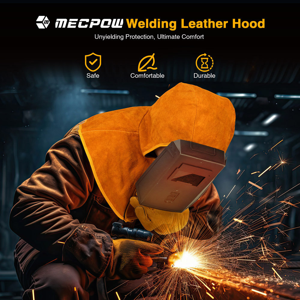 Mecpow Leather Welding Hood + Welding Heat Resistant Gloves