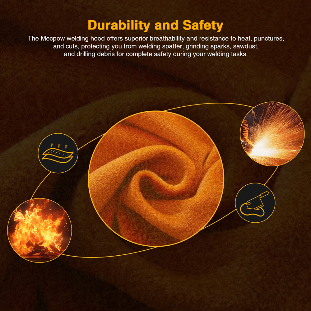 Mecpow Leather Welding Hood + Welding Heat Resistant Gloves