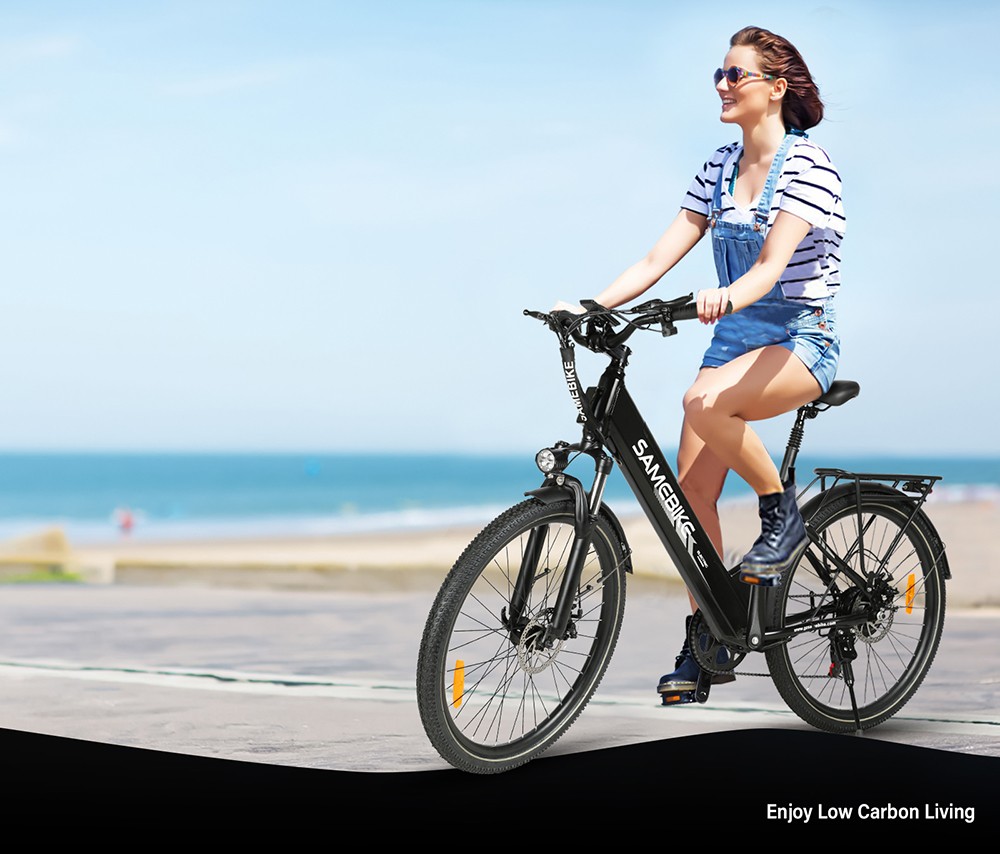 SAMEBIKE RS-A01 Pro-T Elektrofahrrad, 500-W-Motor, 36-V-15-Ah-Akku, 27,5-Zoll-x2,1-Zoll-Reifen, 32 km/h H&ouml;chstgeschwindigkeit, 90 km Reichweite, mechanische Scheibenbremsen, verstellbare Vordergabel, Shimano 7-Gang-Schaltung, LCD-Display &ndash; Blau