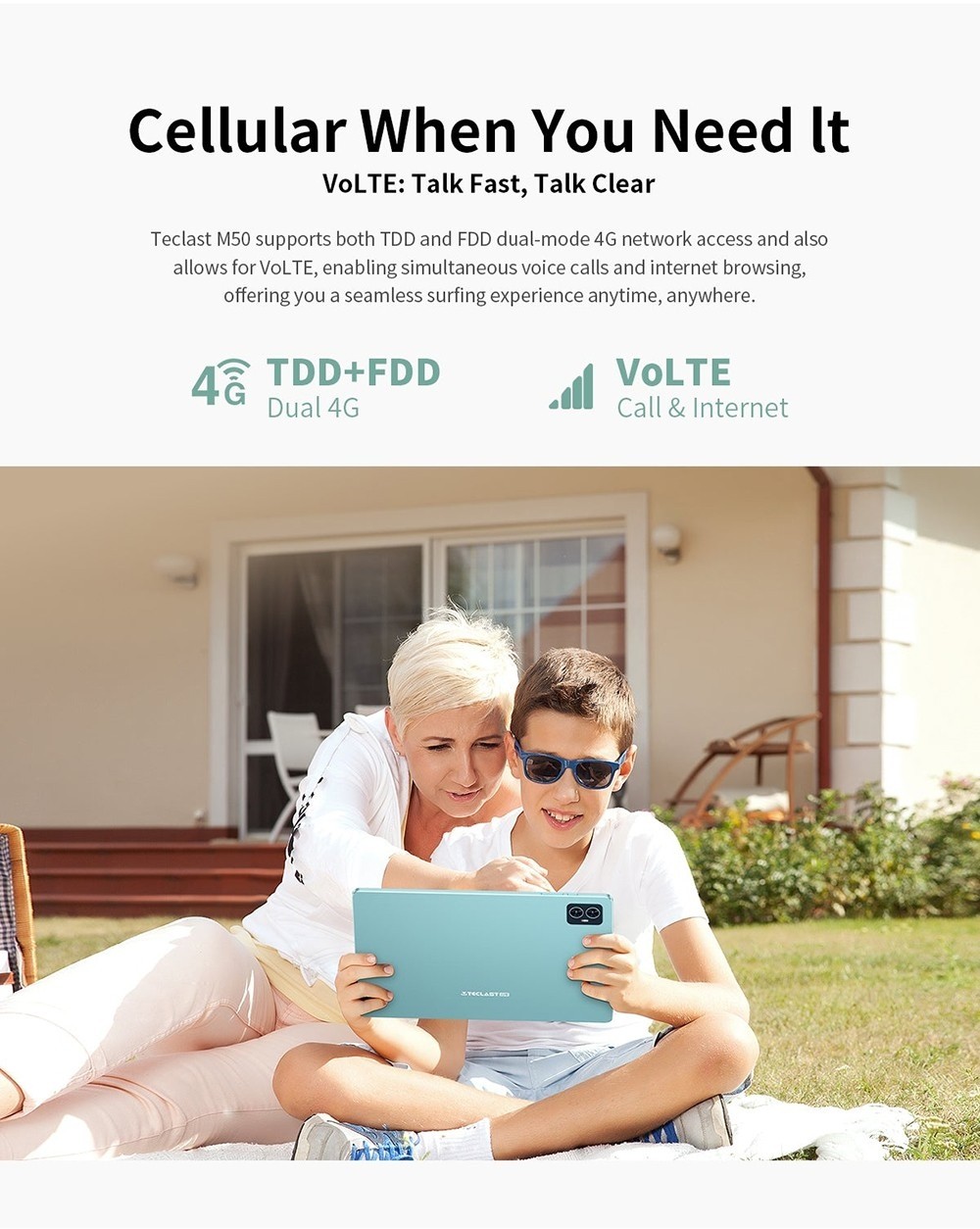 Tablette Teclast M50 Android 13 10,1 pouces Processeur Octa-Core UNISOC T606 6 Go + 6 Go d'extension RAM 128 SSD - EU