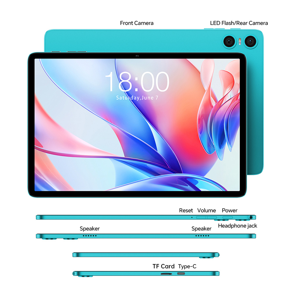 Teclast P30 Tablet, 10,1-palcový Android 14, T606 CPU, Max 12(4+8)GB RAM 128GB ROM, 1280x800 HD IPS, Quad-Core WiFi 6, Dual Speaker &; Camera, Type-C/ GMS/ Bluetooth/ 3,5mm Jack