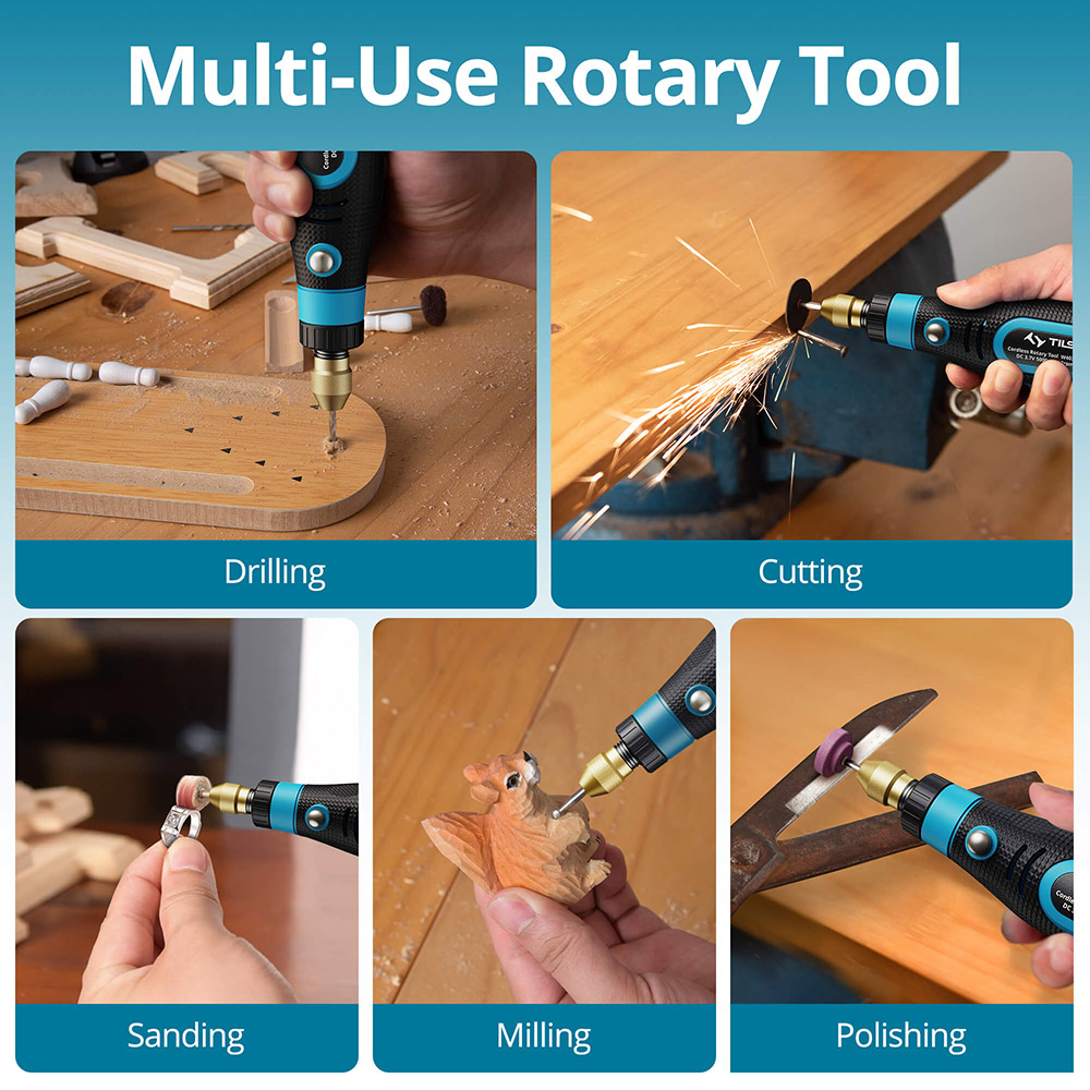 Tilswall W403 Cordless Rotary Tool Kit, with 82 Accessories, 3.7V Power, 3-Speed, for Sanding, Polishing, Drilling, Cutting & DIY Crafts