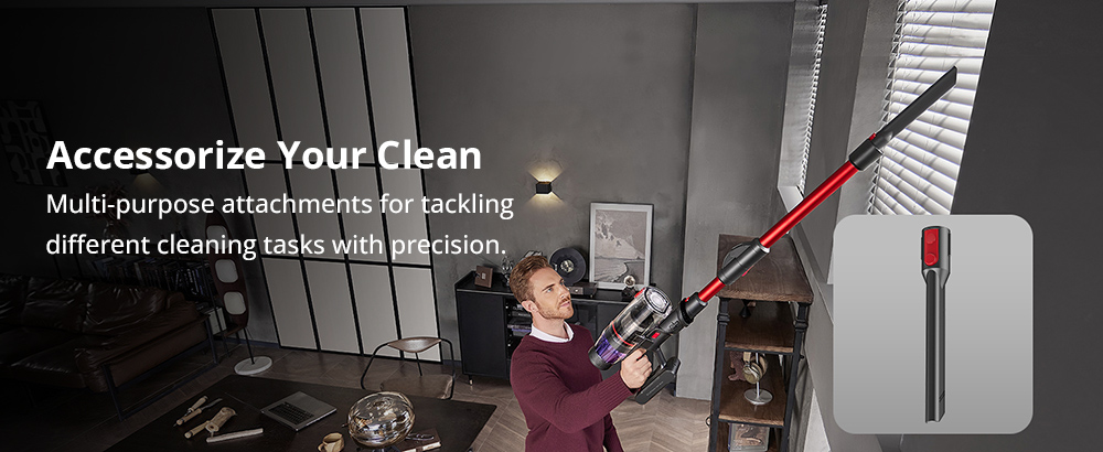 Ultenic U16 Flex Cordless Vacuum Cleaner, 45000Pa Suction, 60min Runtime, 180° Flexible Wand, Anti-Tangle Brush, Green Light, LED Display, Wall Mount Charging