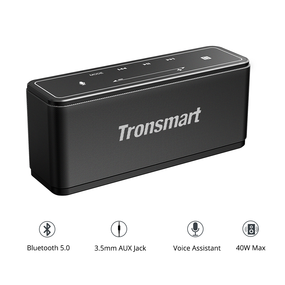 Tronsmart Element Mega SoundPulse&trade; Bluetooth 5.0 Speaker with Powerful 40W Max Output 3D Digital Sound TWS Intuitive Touch Control - Black