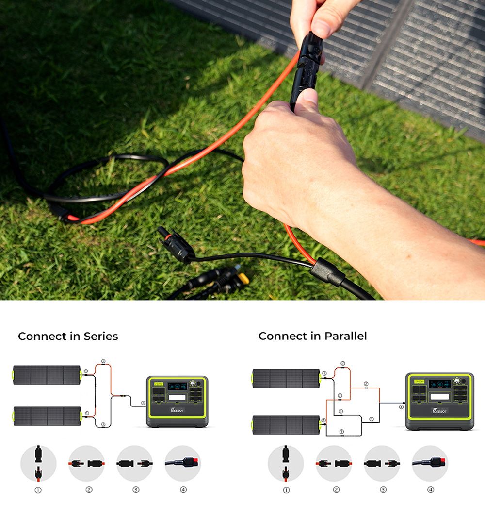 FOSSiBOT F800 Tragbare Powerstation + FOSSiBOT SP200 Faltbares Solarpanel, 512Wh LiFePO4 Solargenerator, 800W AC Ausgang, 200 W Max. Solareingang, 8 Ausgänge, LED Licht - Grün