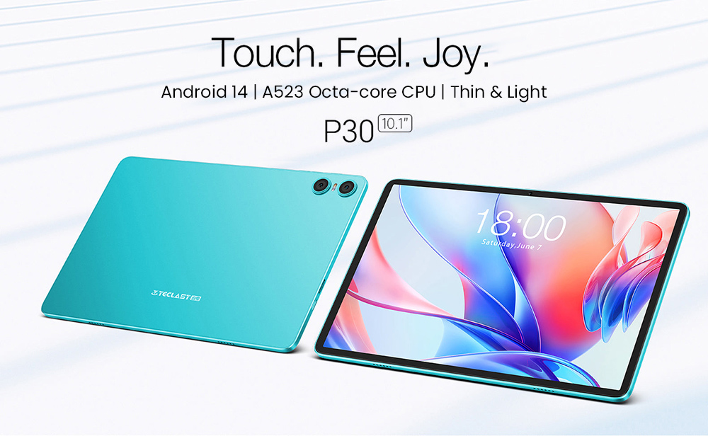 Teclast P30 Tablet 10,1 Zoll, Android 14, 4&nbsp;GB RAM 64&nbsp;G ROM, 5&nbsp;MP Al-Doppelkamera, 1280&nbsp;x&nbsp;800 Aufl&ouml;sung, Qcta-Core, 6000&nbsp;mAh-Akku, Typ C/GMS/WLAN/Bluetooth/3,5-mm-Buchse