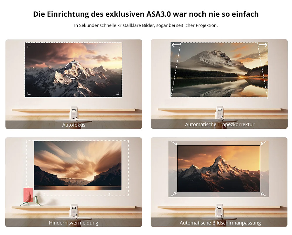 [Netflix 1080P] Wanbo T2 Ultra Beamer, Android TV 11, 500 ANSI, natives 1080P, 120&deg; drehbarer St&auml;nder, Autofokus und Trapezkorrektur, Hindernisvermeidung, 45-140 Zoll Projektionsgr&ouml;&szlig;e, Dualband-WLAN, 2 x 5 W Lautsprecher