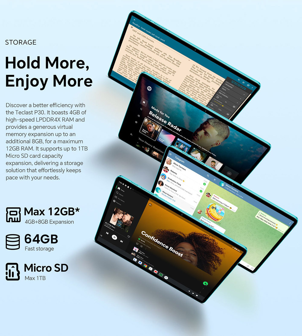 Teclast P30 Tablet 10,1 Zoll, Android 14, 4&nbsp;GB RAM 64&nbsp;G ROM, 5&nbsp;MP Al-Doppelkamera, 1280&nbsp;x&nbsp;800 Aufl&ouml;sung, Qcta-Core, 6000&nbsp;mAh-Akku, Typ C/GMS/WLAN/Bluetooth/3,5-mm-Buchse
