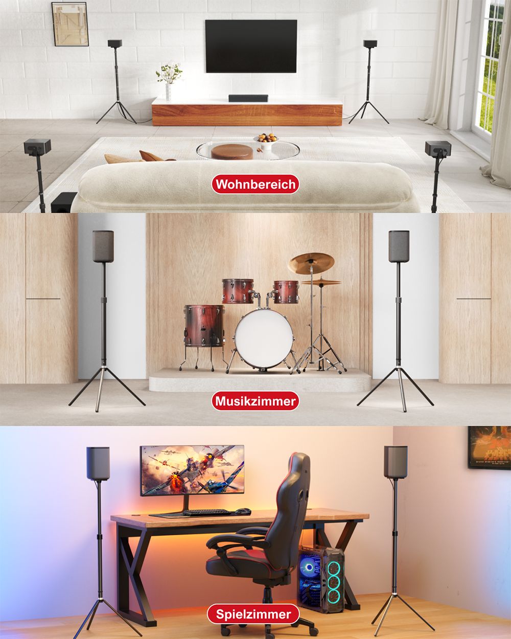 Ultimea Poseidon D70 7.1 Soundbar + 1 Paar * Steady 300 Lautsprecherst&auml;nder, 10-Band-Equalizer, 121 voreingestellte EQ-Matrizen, BassMX-Technologie, intelligente APP-Steuerung