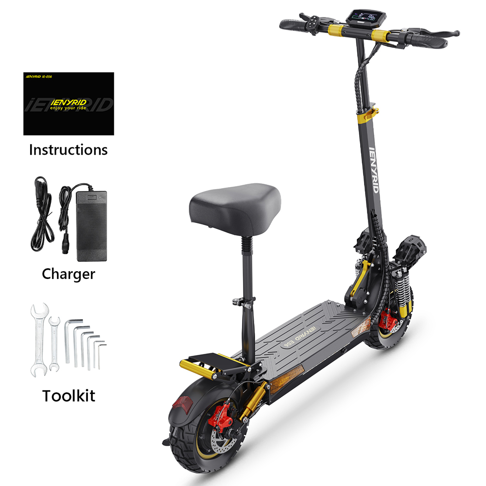 iENYRID ES6 Electric Scooter, 1000W*2 Motor, 48V 20.8Ah batéria, 10-palcové terénne pneumatiky, max. rýchlosť 55 km/h, dojazd 55 km, dvojkotúčové brzdy, pružinové tlmiče