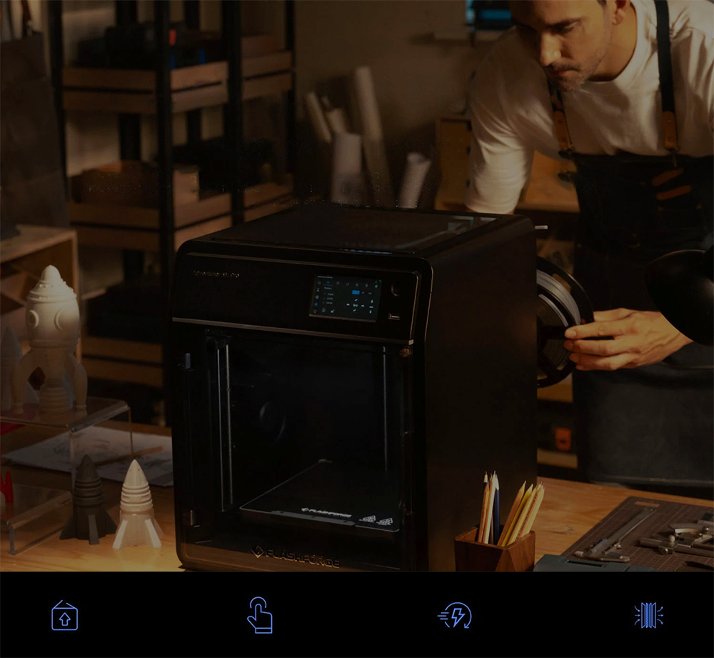 Flashforge Adventurer 5M Pro 3D Printer, Auto Leveling, 600mm/s Max Printing Speed, Remote Camera Monitoring, Filament Runout Reminder, Dual Air Filtration System, Automatic Shutdown, 50dB Silent Printing, WiFi Connection, 220x220x220mm