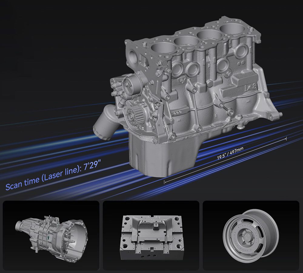 Creality RaptorX 3D Scanner, Wireless Hybrid 41-line Blue Laser & NIR, Objects Between 5-4000mm, Wireless Handle, 0.02mm Accuracy