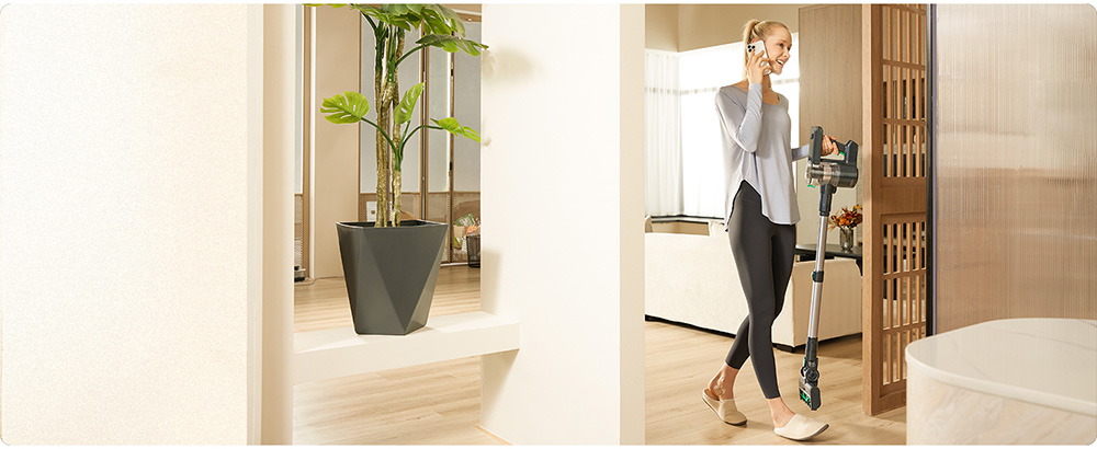 Vactidy V9 Cordless Vacuum Cleaner, 25KPa Suction, 1L Dustbin, 5 Layers Filtration System, One-Button Emptying, LED Touch Panel, Bright LED Headlights, Up to 45min Runtime