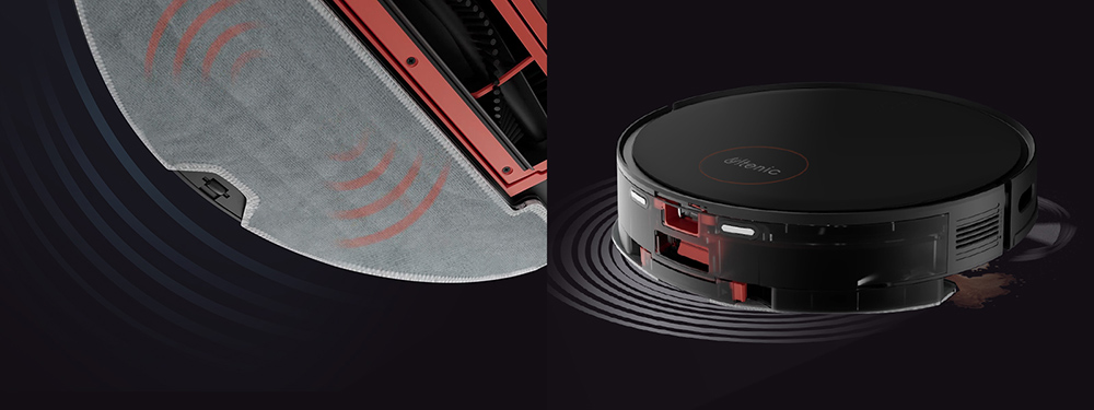 Ultenic D6S Aspirateur robot, &agrave; navigation gyroscopique, aspirateur balai 3 en 1, 3000 aspiration, 4 modes de nettoyage, batterie 2600 mAh, autonomie de 120 min