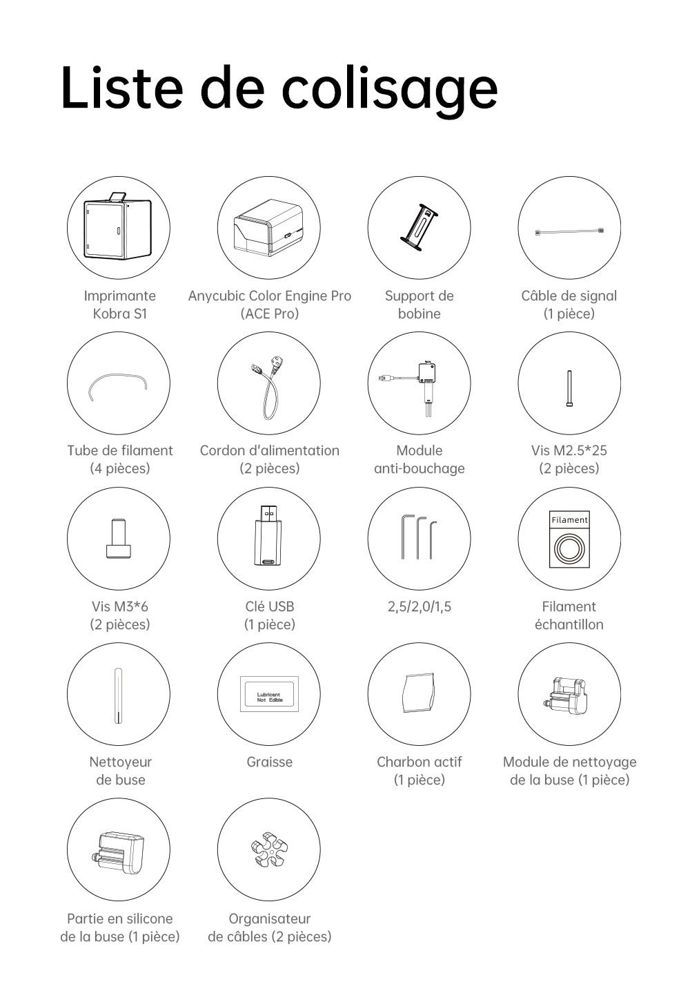 Imprimante 3D ANYCUBIC KOBRA S1 COMBO, impression 8 couleurs &eacute;clatantes, vitesse ultra-rapide de 600 mm/s, mise &agrave; niveau automatique, t&ecirc;te d'impression 320 &deg;C, ultra-silencieuse 44 dB, construction CoreXY, 250 x 250 x 250 mm