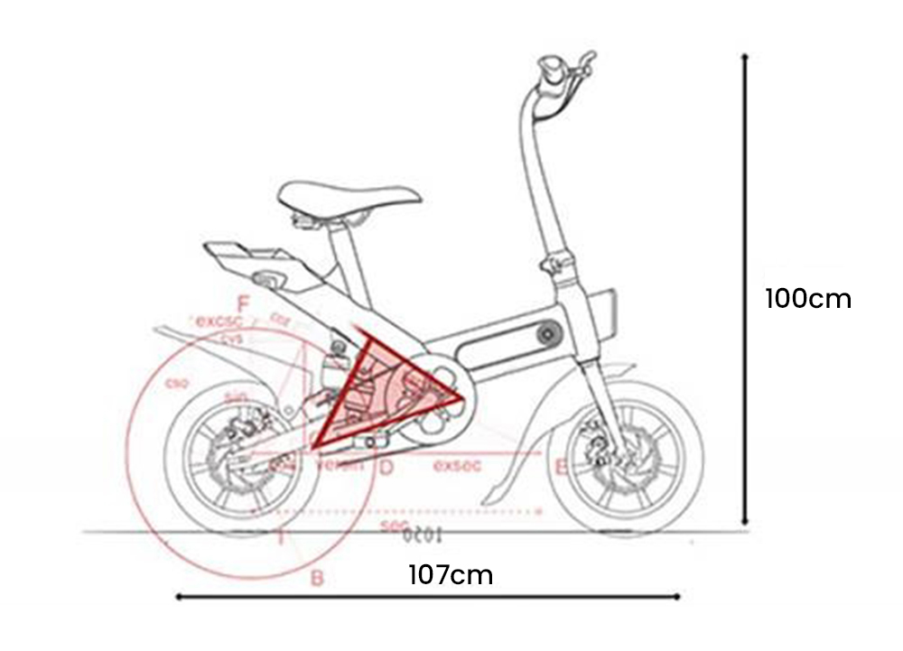 Y1 Electric Bike 350W Motor 36V 10.4Ah Battery 14'' Tire 25km/h Max Speed 30-40km Range - Black