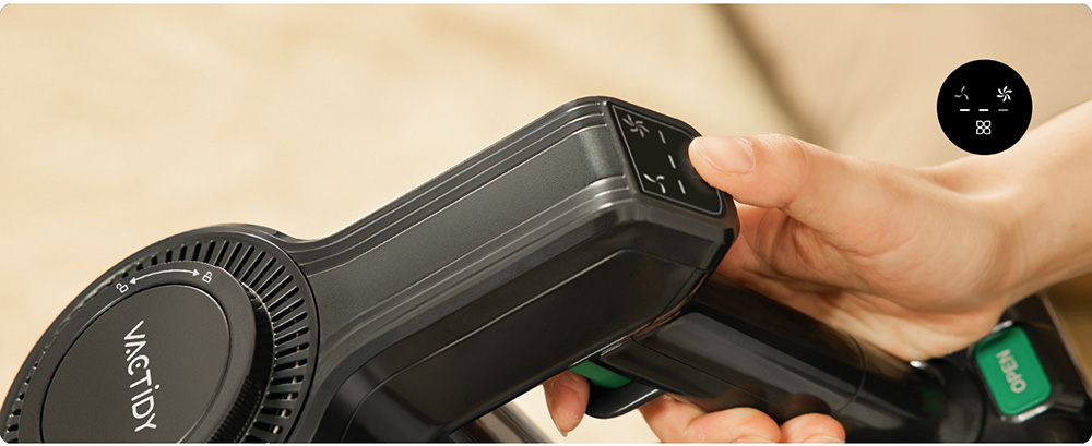 Vactidy V9 Cordless Vacuum Cleaner, 25KPa Suction, 1L Dustbin, 5 Layers Filtration System, One-Button Emptying, LED Touch Panel, Bright LED Headlights, Up to 45min Runtime