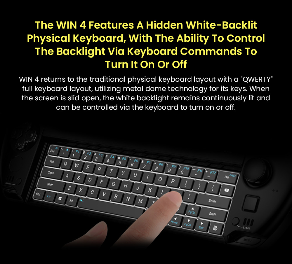 GPD WIN 4 (2025) Handheld Game Laptop, 6'' 1920x1080 Screen, AMD Ryzen 7 8840U 8 Cores Max 5.1GHz, 32GB LPDDR5x RAM 1TB SSD, WiFi6E Bluetooth5.3, 1*USB4, 1*Full-featured Type-C, 1*Charging Only Type-C, 1*Oculink, 3*USB3.2, 1*HDMI2.0, 1*RJ45 - US Plug