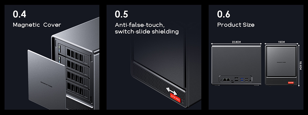AOOSTAR WTR Pro NAS Mini PC, Intel N100 4 Cores Max 3.4GHz, 16GB RAM 512GB SSD, HDMI+DP+Type-C Triple 4K Display, WiFi 6 Bluetooth 5.2, 2*USB3.0 2*USB2.0 2*2.5G RJ45 1*Micro SD Card Port 1*Audio Jack - EU Plug