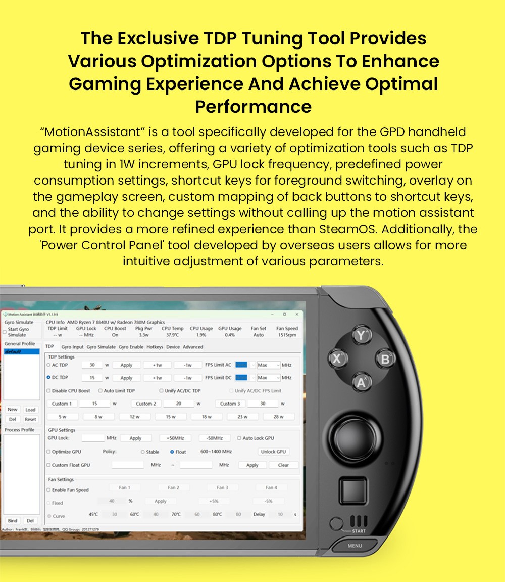 GPD WIN 4 (2025) Handheld Game Laptop, 6'' 1920x1080 Screen, AMD Ryzen 7 8840U 8 Cores Max 5.1GHz, 32GB LPDDR5x RAM 1TB SSD, WiFi6E Bluetooth5.3, 1*USB4, 1*Full-featured Type-C, 1*Charging Only Type-C, 1*Oculink, 3*USB3.2, 1*HDMI2.0, 1*RJ45 - EU Plug