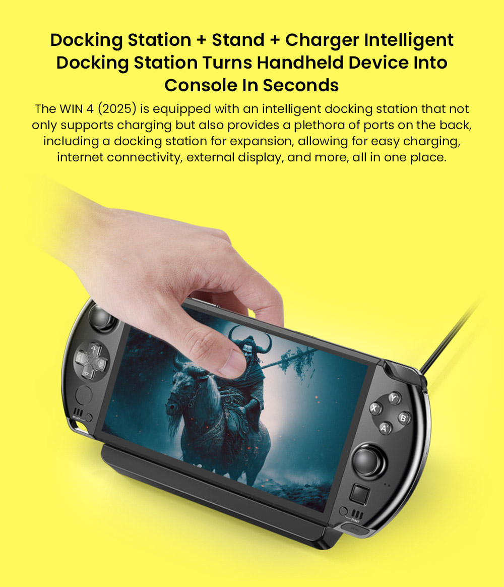 GPD WIN 4 (2025) Handheld Game Laptop, 6'' 1920x1080 Screen, AMD Ryzen 7 8840U 8 Cores Max 5.1GHz, 32GB LPDDR5x RAM 1TB SSD, WiFi6E Bluetooth5.3, 1*USB4, 1*Full-featured Type-C, 1*Charging Only Type-C, 1*Oculink, 3*USB3.2, 1*HDMI2.0, 1*RJ45 - US Plug