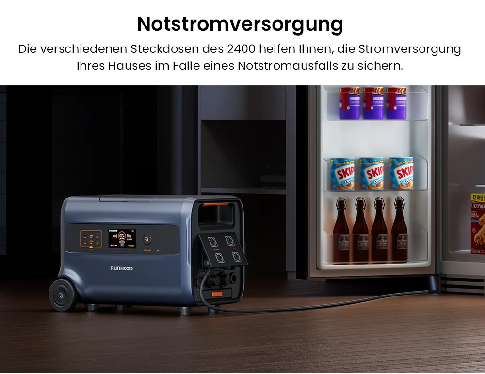 RUNHOOD F2400 3-in-1 Tragbares Kraftwerk 2400Wh 2400W + B2400 2400Wh Balkon-Akkupack