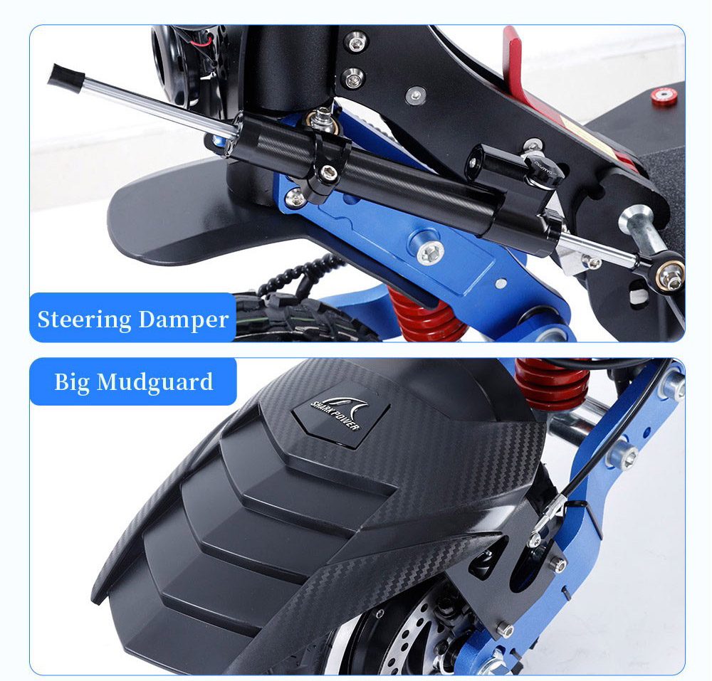 Patinete eléctrico Halo Knight T108 Pro de 11'', todoterreno, neumáticos, 2 motores de 3000 W, velocidad máxima de 95 km/h, batería de 60 V y 38,4 Ah, alcance de 80 km, carga máxima de 200 kg, intermitentes delanteros y traseros, resistente al agua IPX4, frenos hidráulicos dobles, freno eléctrico.