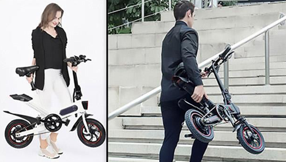 Y1 Electric Bike 350W Motor 36V 10.4Ah Battery 14'' Tire 25km/h Max Speed 30-40km Range - Black