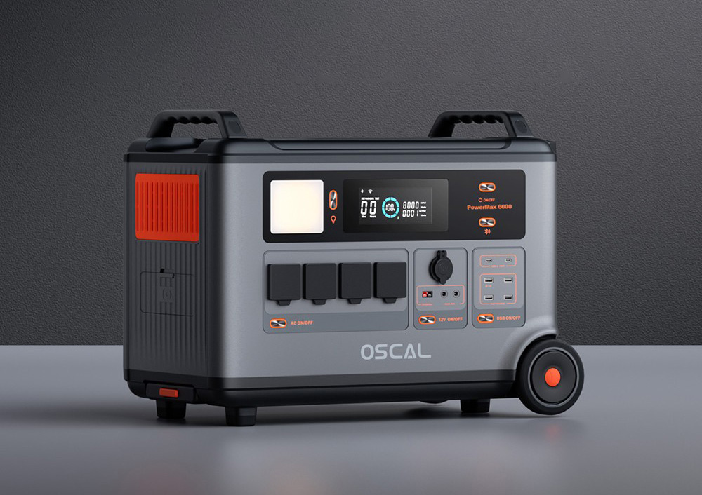 Oscal PowerMax6000 6000W Rugged Power Station, 3600Wh to 57600Wh LiFePO4 Battery, 14 Outlets, 120V/240V Dual Voltage Output, 3500+ Life Circle, Smart APP Control, 5 LED Light Modes, Morse Code Signal