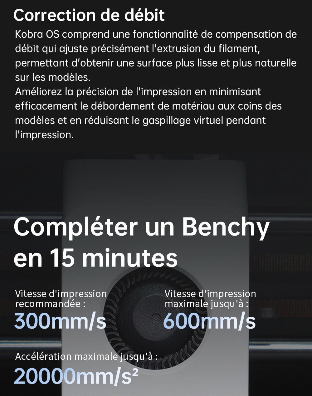 Imprimante 3D ANYCUBIC KOBRA S1 COMBO, impression 8 couleurs &eacute;clatantes, vitesse ultra-rapide de 600 mm/s, mise &agrave; niveau automatique, t&ecirc;te d'impression 320 &deg;C, ultra-silencieuse 44 dB, construction CoreXY, 250 x 250 x 250 mm