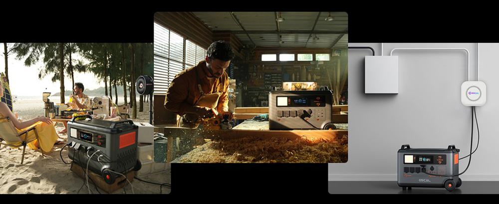 Oscal PowerMax6000 6000W Rugged Power Station, 3600Wh to 57600Wh LiFePO4 Battery, 14 Outlets, 120V/240V Dual Voltage Output, 3500+ Life Circle, Smart APP Control, 5 LED Light Modes, Morse Code Signal