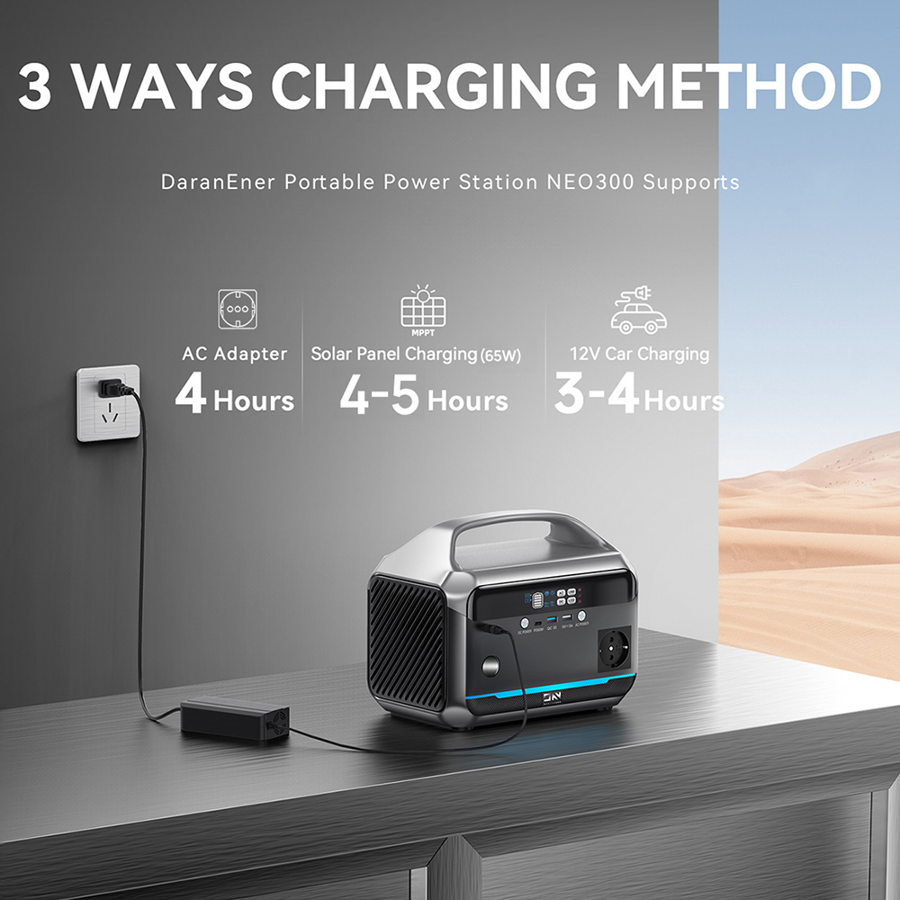 DaranEner NEO300 Centrale &eacute;lectrique portable, batterie LiFePO4 300 W 268,8 Wh, USB-C PD60 W