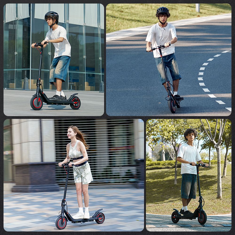 iScooter i9M Trottinette électrique, moteur 500 W, batterie 42 V 7,5 Ah, pneus pneumatiques 10 pouces, vitesse maximale 35 km/h, autonomie 30 km, frein électronique avant et frein à disque arrière, contrôle par application, écran LCD