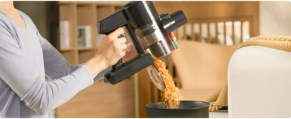 Vactidy V9 Cordless Vacuum Cleaner, 25KPa Suction, 1L Dustbin, 5 Layers Filtration System, One-Button Emptying, LED Touch Panel, Bright LED Headlights, Up to 45min Runtime