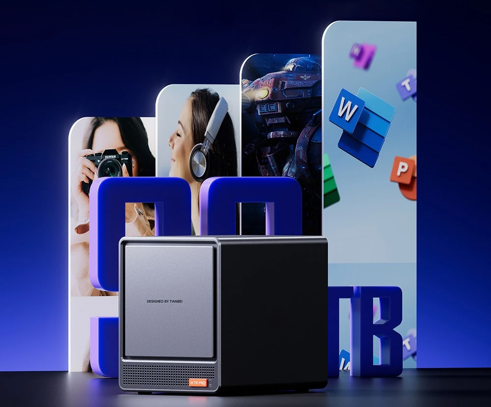 AOOSTAR WTR Pro NAS Mini PC, Intel N100 4 Cores Max 3.4GHz, 16GB RAM 512GB SSD, HDMI+DP+Type-C Triple 4K Display, WiFi 6 Bluetooth 5.2, 2*USB3.0 2*USB2.0 2*2.5G RJ45 1*Micro SD Card Port 1*Audio Jack - EU Plug