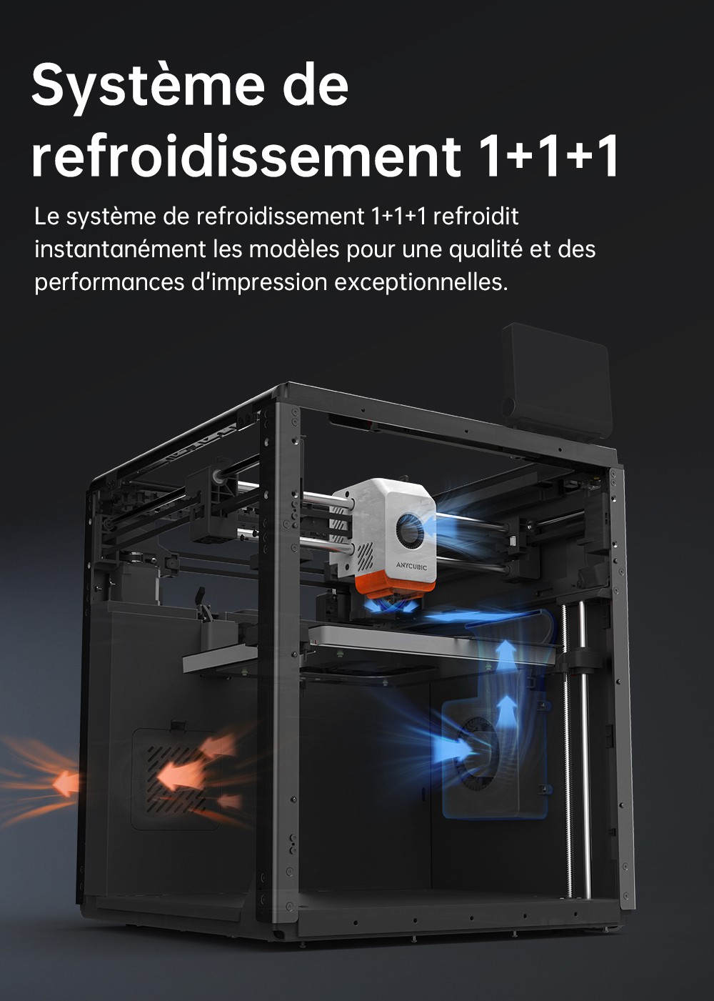 Imprimante 3D ANYCUBIC KOBRA S1 COMBO, impression 8 couleurs &eacute;clatantes, vitesse ultra-rapide de 600 mm/s, mise &agrave; niveau automatique, t&ecirc;te d'impression 320 &deg;C, ultra-silencieuse 44 dB, construction CoreXY, 250 x 250 x 250 mm