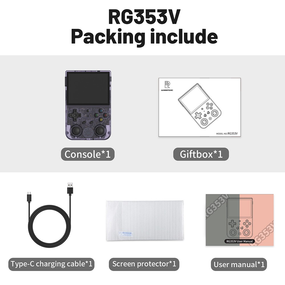 Refurbished ANBERNIC RG353V Portable Game Console Android 32GB eMMC+16GB Linux+256GB Game TF Card 3.5'' IPS Retro WiFi Bluetooth