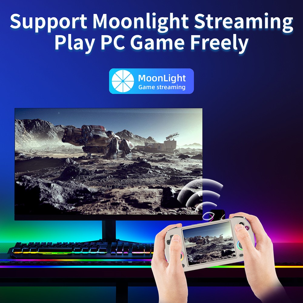 Refurbished ANBERNIC RG40XX H Retro Game Console with RGB Light, 32GB+256GB TF Card with 16000+ Games, LPDDR4 1GB, 640*480P IPS Screen, 3200mAh Battery for 6 Hours Autonomy, Linux OS, 5G Wifi Bluetooth, Moonlight Streamin - Grey