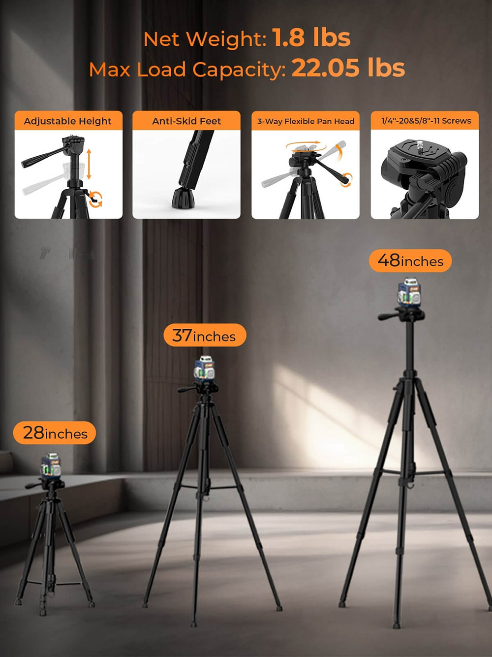 CIGMAN CM-701T 3x360&deg; Laser Level with 1.5m Tripod, Remote Control, Self-Leveling, 4000mAh Battery