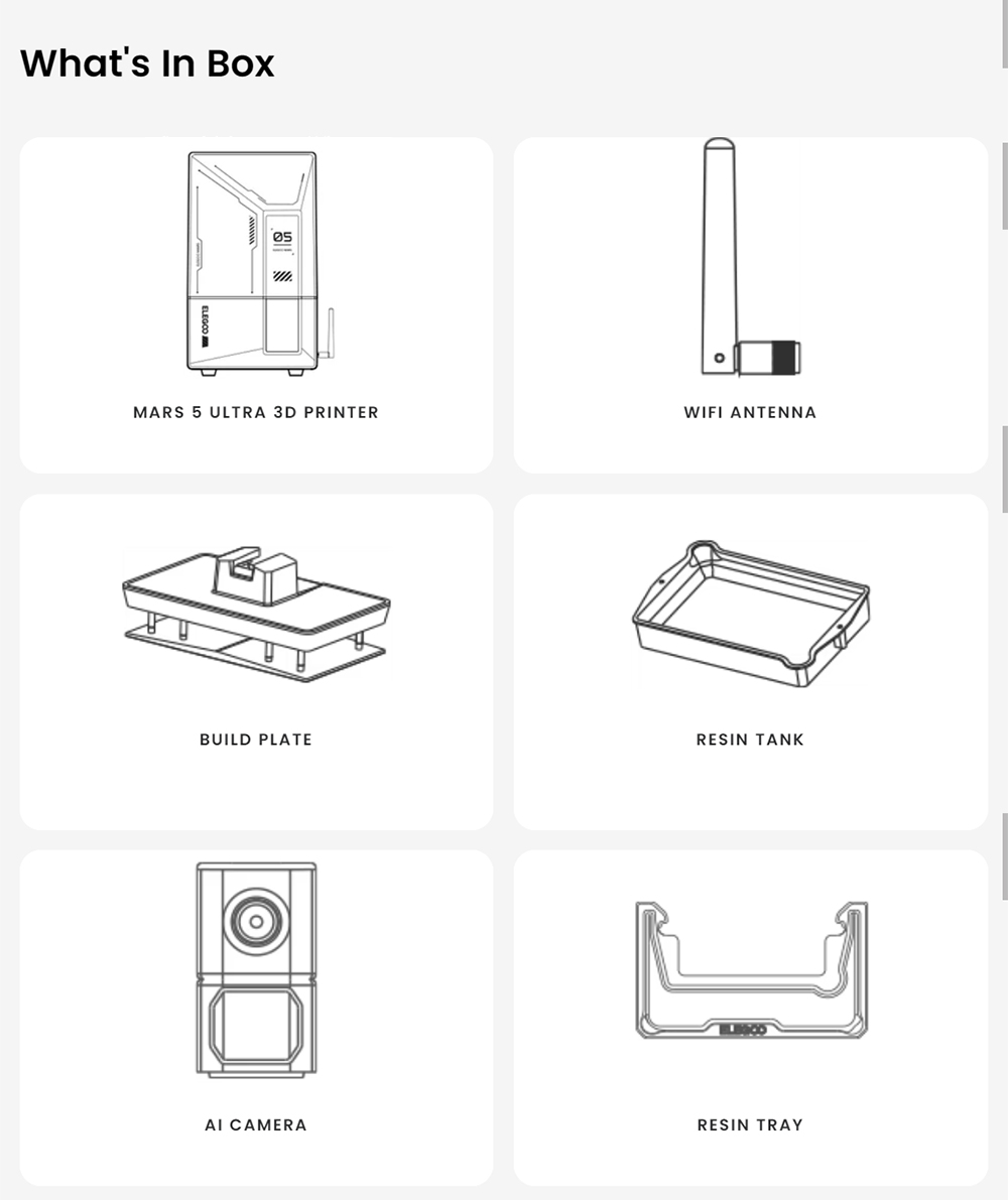 Refurbished Elegoo Mars 5 Ultra Resin 3D Printer, Smart Mechanical Sensor, 7-inch 9K Mono LCD, 150mm/h Printing Speed, AI Camera, Auto-Leveling, Dual Pour Spouts Resin Tank, WiFi Transfer, 153.36*77.76*165mm (6.04 x 3.06 x 6.49inch)