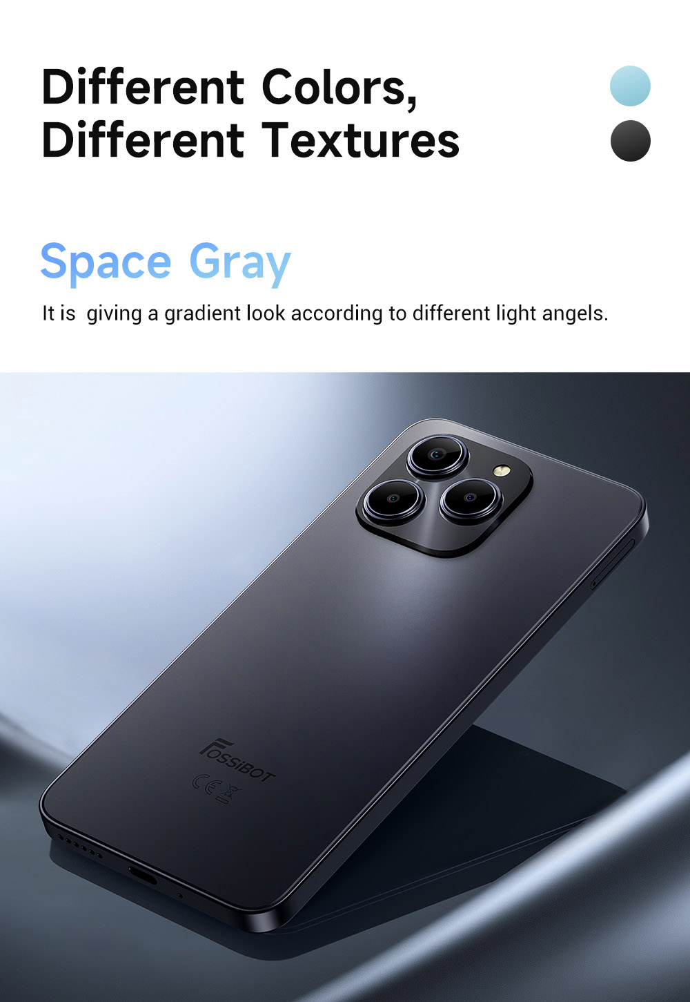 FOSSiBOT S2 4G Smartphone, Android 14 mobilný telefón odblokovaný, 8GB RAM 256GB ROM, 6.72'' FHD displej, 5000mAh batéria, 50MP+16MP fotoaparát, Dual 4G SIM, Face & Fingerprint, NFC, Tarnished Color